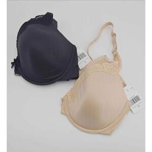 Maidenform Women's 2-Pack Comfort Devotion Bra, Black/Beige, Size 38D